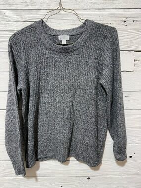Market & Spruce Heather Gray Ribbed Knit Sweater